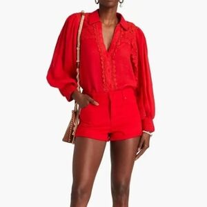 New Alice + Olivia Maggie Red Denim Short 28